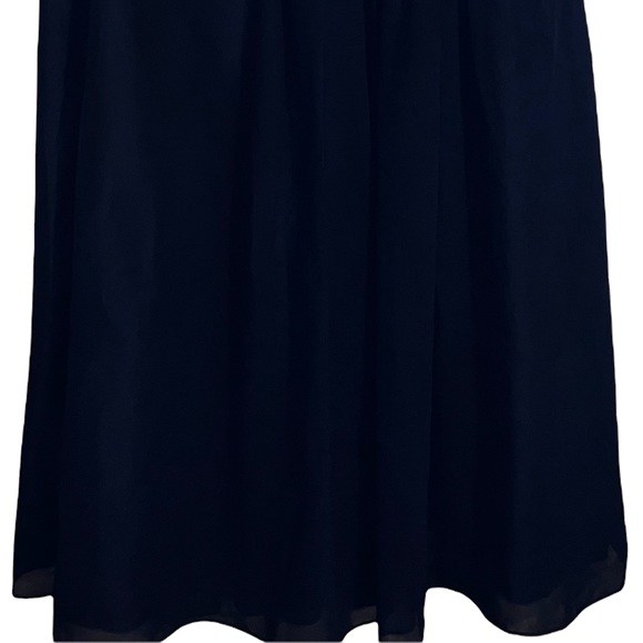 Bill Levkoff MIDI Midnight Blue Dress Chiffon Ruched Waist Shoulders Women’s 18. - Picture 7 of 9